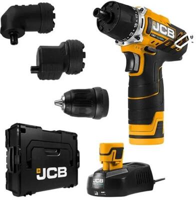 JCB 12DD-2-E-BOXX Fúrócsavarozó 3 féle tokmánnyal, L-BOXX